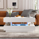 U-Can Lift-Top Coffee Table with 2 Drawers, Modern Coffee Table with Adequate Hidden Compartment, Multi-Functional Lift-Top Coffee Table with High-Gloss Finish for Living Room