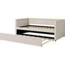 Modern Style Twin Size Upholstered Daybed with Trundle for Guest Room, Small Bedroom, Study Room, Beige