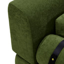 Modern Loveseat Sofa 2-Seater with USB Ports, Cylindrical Armrests, Green Chenille, 59 Inch