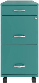 3 Drawer 29.52 Inch Turquoise Metal Filing Cabinet Lockable Preassembled for Home Office