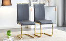 Modern Dining Chairs, PU Faux Leather High Back Upholstered Side Chair with Golden C-shaped Tube Metal Legs for Dining Room,Kitchen(Set of 2 )(DARK GRAY+PU)W1151104365