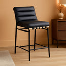 Black Vegan Leather Counter Stool 18W X 24D X 37.5H