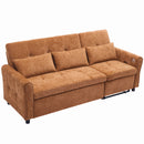 2-in-1 Sofa 82' Three-seater Sofa with Sofa Bed and Reversible Recliner, Orange Chenille