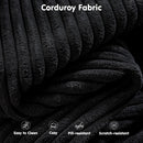 104 Inch Black Corduroy L Shaped Sectional Sofa Deep Set Upholstered Modular Couch No Assembly