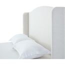 Hannah Upholstered Wingback Bed Size Queen / Tall 54' Headboard Upholstered Queen Bed / Premium Textured Canvas Chenille Look Ivory / Minimalist Designs / No Box Spring Needed / Easy Assembly / Queen