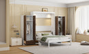 Full Size Murphy Bed Wall Bed with Closet ,Drawers and Table,White
