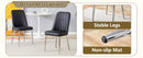 Table and chair set.63*31.4 Inch Luxurious Cold Jade Sintered Stone Dining Table Set - 6 Black Chairs With Silver Metal Legs.Modern Light Luxury.Perfect For Dinner Room,Meeting Room,Kitchen,etc.