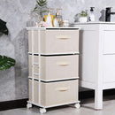 Beige Dresser Tower With 3 Drawers And Wood Top Fabric