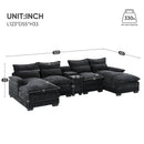 123*55'Modern U-shaped Sectional Sofa with Console,Cup Holders and USB Charger,6 Seat Upholstered Symmetrical Indoor Furniture,Comfy Chenille Cloud Couch with Chaise for Living Room,Apartment,5 Colors