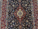 Dark Blue Persian Rug 5x8, Kork Wool Semi Antique Kashan Carpet, Very Fine Lachak Toranj Rug, Hand Knotted Floral Medallion Rug, 5 x 8 Oriental Rug