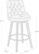 Bar Stool 30 Inch Stone Grey Upholstered 360 Degree Swivel