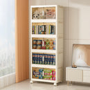 19.69" Side Wide Folding Storage Cabinet, 5 Tiers,19.69"x11.81"x50.00",Collapsible Storage Bins with Magnetic Door, Plastic Storage Cabinet with Wheels, Closet organizers and Storage Containers
