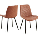 Brown Leathaire Dining Chairs Set of 2,Mid-Century Modern Leathaire Chairs Kitchen Living Room Armless Side Chair with Metal Legs Set Of 2