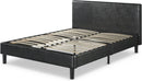 Queen Faux Leather Platform Bed Frame With Wood Slats