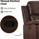 Leather Recliner Chair Red Brown With Concealed Cup Holders