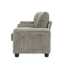 Modern 4-Seater Corduroy Sofa Couch with USB Ports, Hidden Storage Arms, and Flip-Top Cup Holders, Brown, 133 Inches