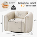 Beige Velvet Barrel Swivel Chair With LumbarPillow