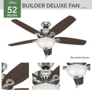 Builder Deluxe 52 Inch Brushed Nickel Indoor Ceiling Fan