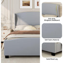 Full Size 51' High Headboard Wingback Linen Upholstered Bed No Box Spring Needed, Gray