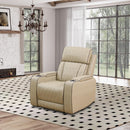 Power Reclining Leather Sofa Set With USB Ports Khaki