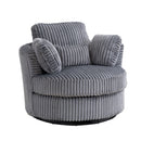 Oversized 360 Degreed Swivel Accent Chair Modern Soft Plush Corduroy Round Barrel Chair for Living Room Bedroom with Pillows, Gray