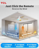 52 Inch White Flush Mount Ceiling Fan With LED Light
