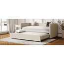 Modern Style Twin Size Upholstered Daybed with Trundle for Guest Room, Small Bedroom, Study Room, Beige