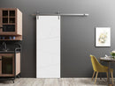 Planum 0990 Painted White Matte Barn Door and Silver Rail