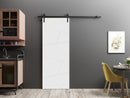 Planum 0990 Painted White Matte Barn Door and Black Rail
