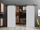 Planum 0010 Matte Grey Double Barn Door and Black Rail