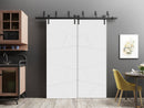 Planum 0990 Painted White Matte Double Barn Door and Black Bypass Rail