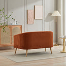 50.78'W Modern Loveseat Couch Sofa with Corduroy Upholstery, Wooden Legs, 2-Seat for Small Spaces Office Studio Apartment Bedroom, Orange
