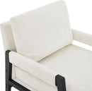 White Chenille Upholstered Mid Century Accent Armchair