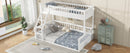 Twin XL over Queen Bunk Bed with Ladder and Guardrails, White