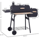 48" Steel Portable Backyard Charcoal BBQ Grill and Offset Smoker Combo with Wheels