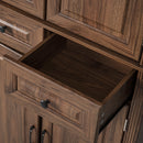 K&K 71' Tall Kitchen Pantry Cabinet with 3 Pull Out Cabinet Organizers, Farmhouse Embossed Texture Storage Cabinet with 6 Door Shelves, 2 Drawers, Freestanding Cupboard for Kitchen, Dining Room Brown