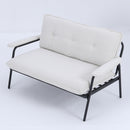 The 53-inch beige sofa offers a spacious layout in the small apartment, easily handling various scenarios from watching movies to working