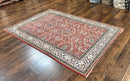 Red Persian Qum Rug 5 x 7.6, Hand Knotted Vintage Wool Fine Carpet 270 KPSI, Floral Allover