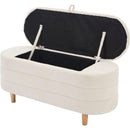 2-Pieces Bedroom Sets Full Size Flower-Shaped Upholstered LED Platform Bed with Storage Ottoman-Sherpa Fabric, White