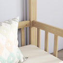 Double Twin House-Style Floor Bed with Fence, Guardrails, without door, Natural(Old Sku:W504P143318)
