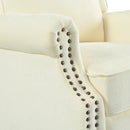 Upholstered Push Back Recliner Chair with Classic Wing Back, Beige Chenille, 29.75'