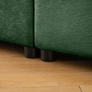 Modern Green Chenille 2-Seater Sofa with Ottoman Storage, Cylindrical Backrest and Armrests