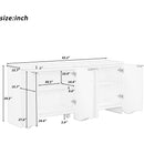 Vertical Stripes and Wavy Design of a Four-Door Cabinet Cabinet Suitable for Hallway, Entryway, Living Room