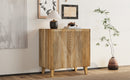 TREXM Wood Accent Cabinet with Storage, Rustic Mango Wood Storage Cabinet with Fluted Design and Adjustable Shelf for Dining Room, Kitchen, and Living Room (Natural)