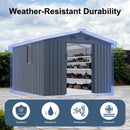 [08X10FT] Alora Large Outdoor Metal Backyard Garden Storage Tool Shed With Window And Lockable Doors (SAK68140)