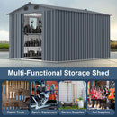 [08X10FT] Alora Large Outdoor Metal Backyard Garden Storage Tool Shed With Window And Lockable Doors (SAK68140)