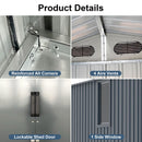 [08X10FT] Alora Large Outdoor Metal Backyard Garden Storage Tool Shed With Window And Lockable Doors (SAK68140)