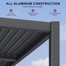 [08X12FT] Alora Modern Wall-Mounted Louvered Pergola With Aluminum Frame (SAK25902)