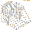 Twin Over Full Bunk Bed With Slide With Guardrails White