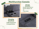 Flannel Modular Sectional Sofa With USB Ports Grey